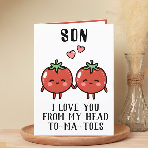 Cute Funny Tomato Pun Son Happy Birthday Thank You Card