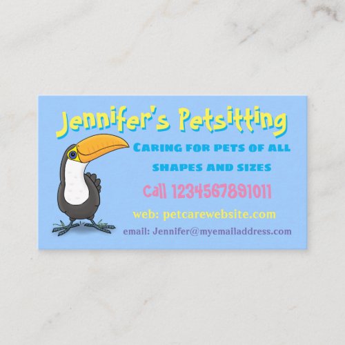 Cute funny Toucan bird pet sitting service Business Card