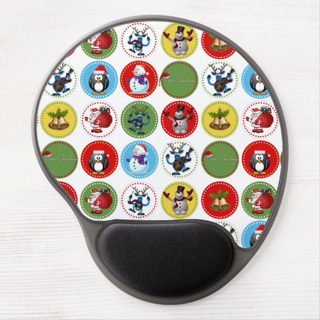 Cute funny trendy Christmas characters pattern Gel Mouse Pad (Front)