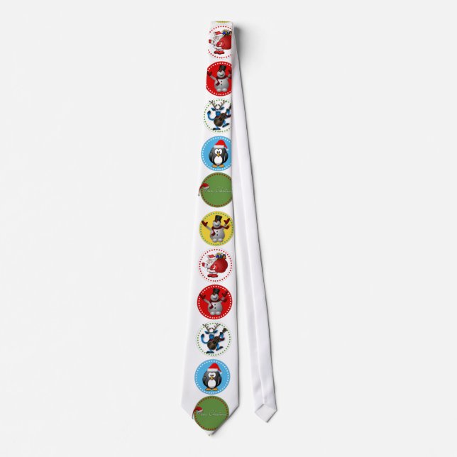 Cute funny trendy Christmas characters pattern Tie (Front)