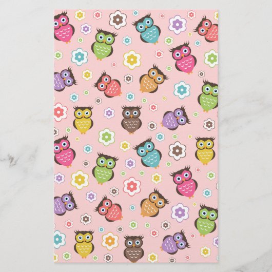 Cute funny trendy owls and flowers pattern (Front)
