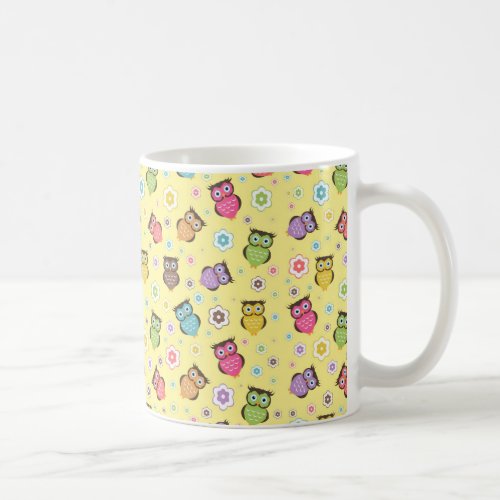 Cute funny trendy owls and flowers pattern coffee mug
