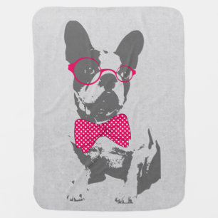Cute funny trendy vintage animal French bulldog Baby Blanket