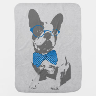 Cute funny trendy vintage animal French bulldog Baby Blanket