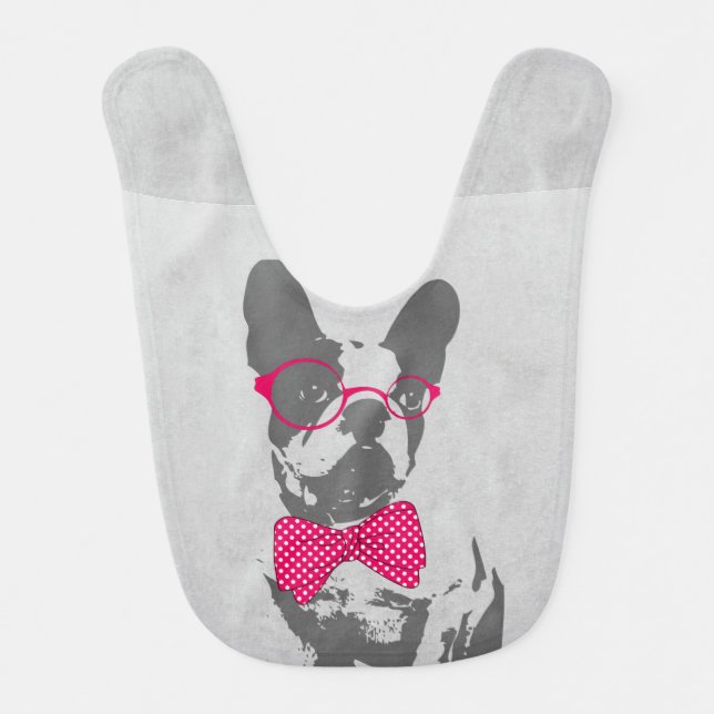 Cute funny trendy vintage animal French bulldog Bib (Front)