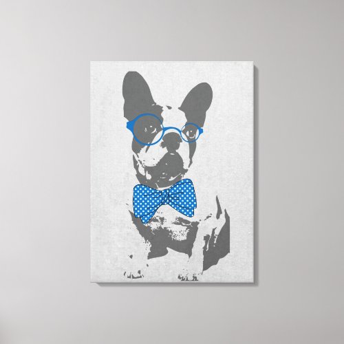 Cute funny trendy vintage animal French bulldog Canvas Print