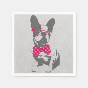 Cute funny trendy vintage animal French bulldog Napkins
