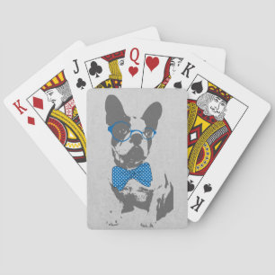 Cute funny trendy vintage animal French bulldog Poker Cards