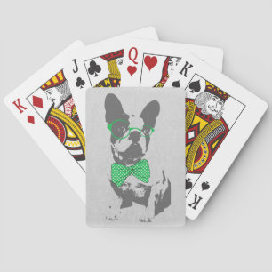 Cute funny trendy vintage animal French bulldog Poker Cards