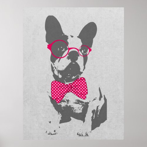 Cute funny trendy vintage animal French bulldog Poster