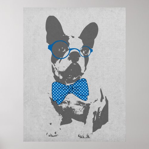 Cute funny trendy vintage animal French bulldog Poster