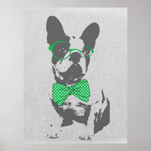 Cute funny trendy vintage animal French bulldog Poster