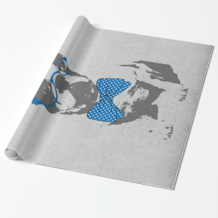 Cute funny trendy vintage animal French bulldog Wrapping Paper