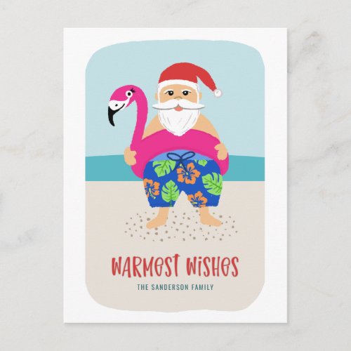 Cute Funny Tropical Beach Santa Christmas in July  Holiday Postcard