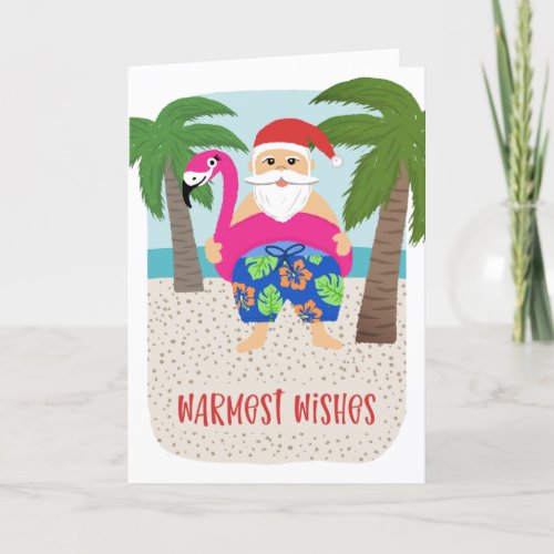 Cute Funny Tropical Santa Christmas in July Holiday Card
