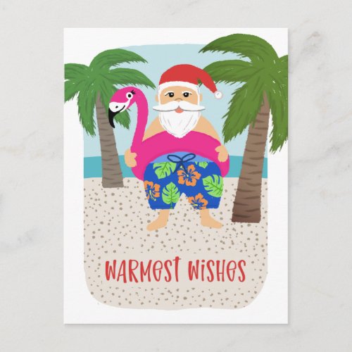 Cute Funny Tropical Santa Christmas in July  Holiday Postcard