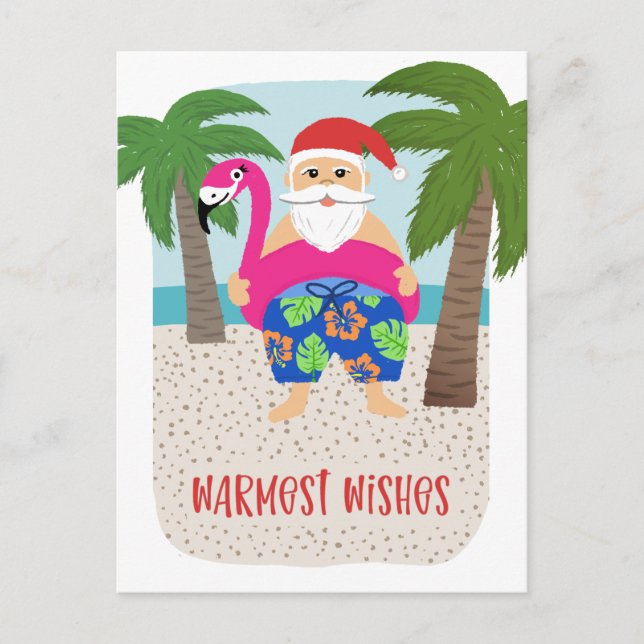 Cute Funny Tropical Santa Christmas in July  Holiday Postcard (Front)
