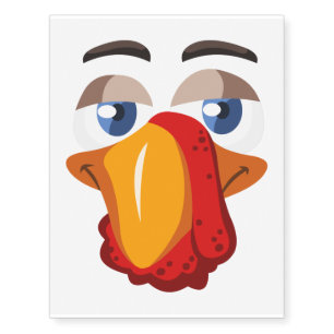 Cute Funny Turkey Face - Thanksgiving Gift Temporary Tattoos