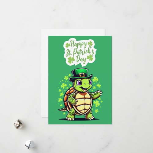Cute Funny Turtle _ Happy St Patricks Day Card