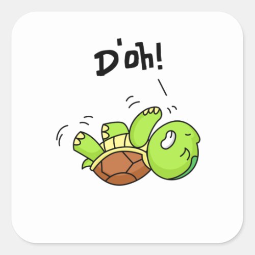Cute Funny Turtle Lies On Back Fun Doh Square Sticker