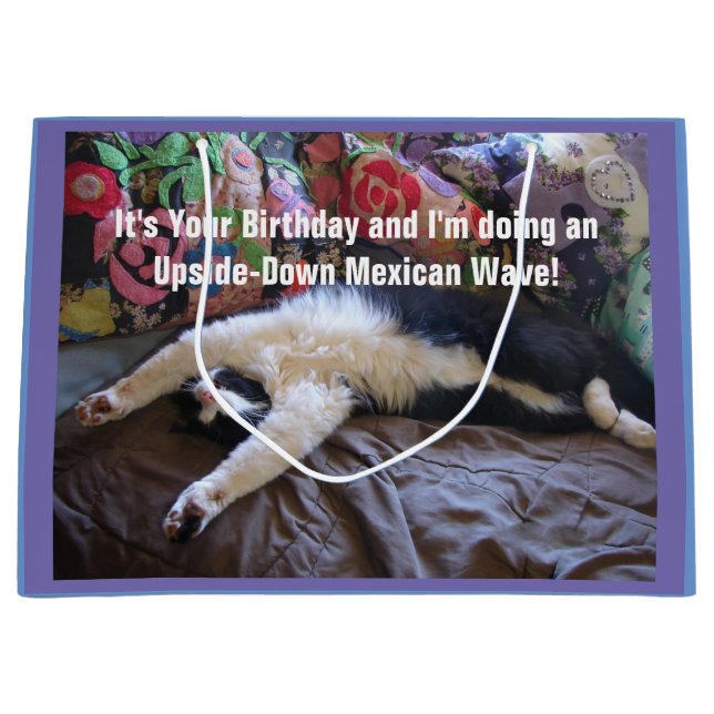 Cute Funny Tuxedo Cat Mexican Wave cats Gift Bag (Front)