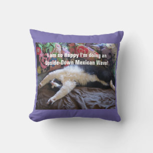 Cute Funny Tuxedo Cat Mexican Wave cats Throw Pillow