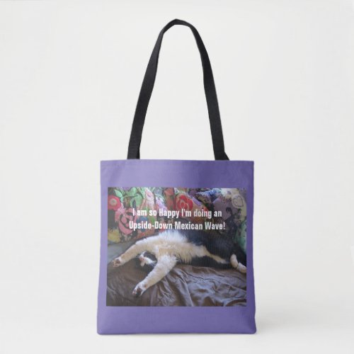 Cute Funny Tuxedo Cat Mexican Wave cats Tote Bag