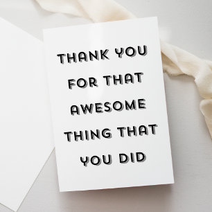 Cute Funny Typography Thank You Greeting Card