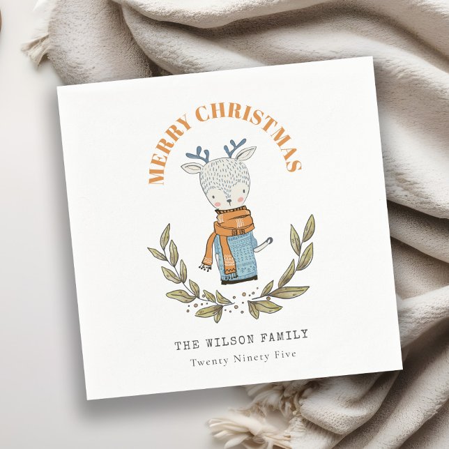 Cute Funny Ugly Sweater Leafy Reindeer Christmas Napkins (Creator Uploaded)