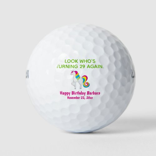 Cute Funny Unicorn Birthday Golf Balls