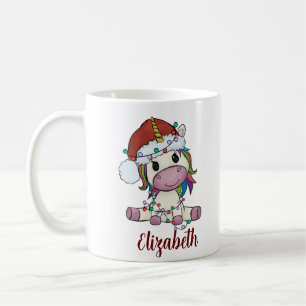 Cute Funny Unicorn Christmas Light Coffee Mug