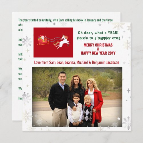 Cute Funny Unicorn Santa Humor Photo Xmas Letter Holiday Card