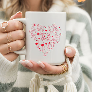 Cute & Funny Valentine Goose Heart Coffee Mug