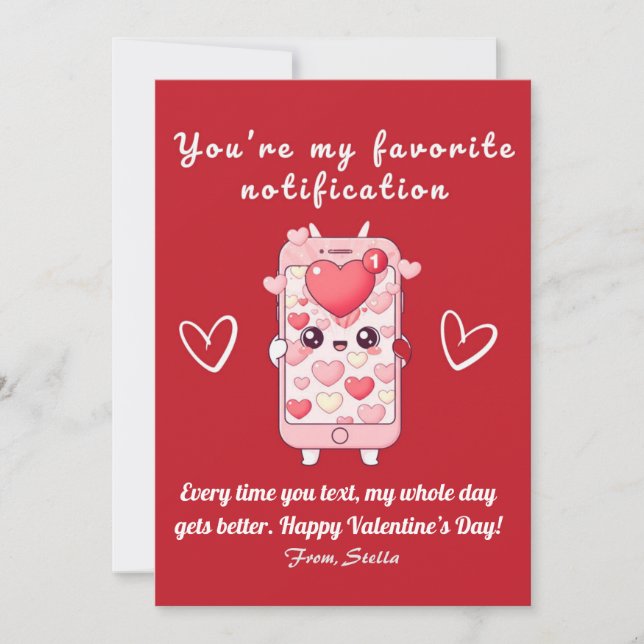 Cute Funny Valentine’s Day Card | Kawaii Phone (Front)