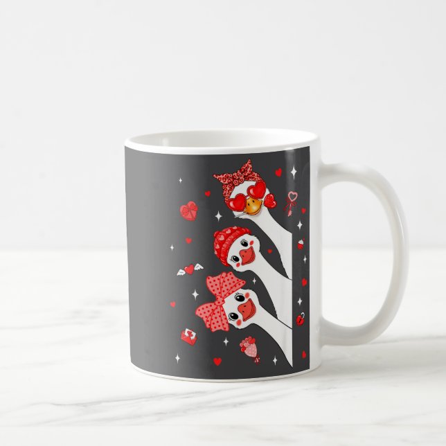 Cute Funny Valentine Silly Gooses Heart Love Match Coffee Mug (Right)