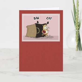 Cute  Funny Valentine's Day: Cat’s Out Of The Bag Holiday Card by chuckink at Zazzle