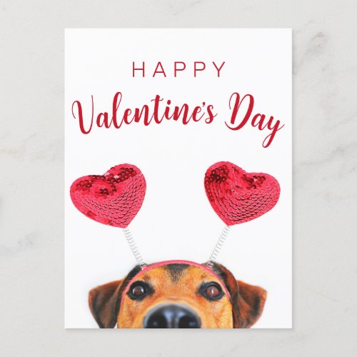Cute Funny Valentines Day Dog Heart Headband Holiday Postcard