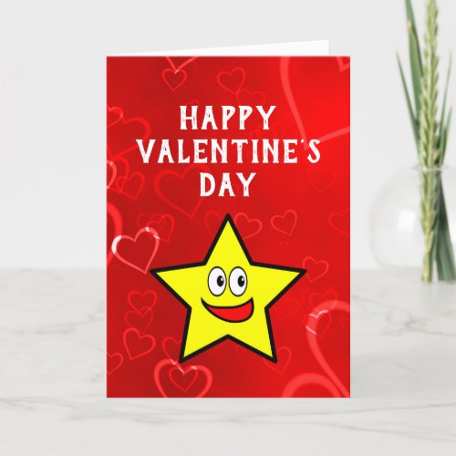 Cute Funny Valentines Day Hearts Gold Star Holiday Card
