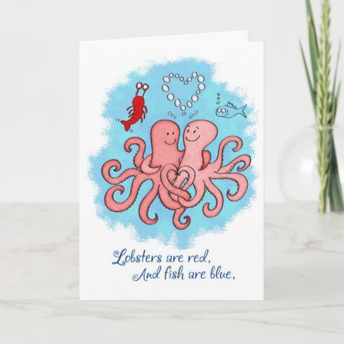 Cute Funny Valentines Day Octapus Couple Holiday Card