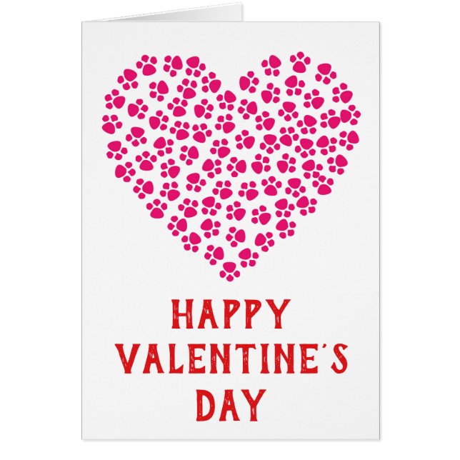 Cute Funny Valentines Day Paw Print Heart (Front)