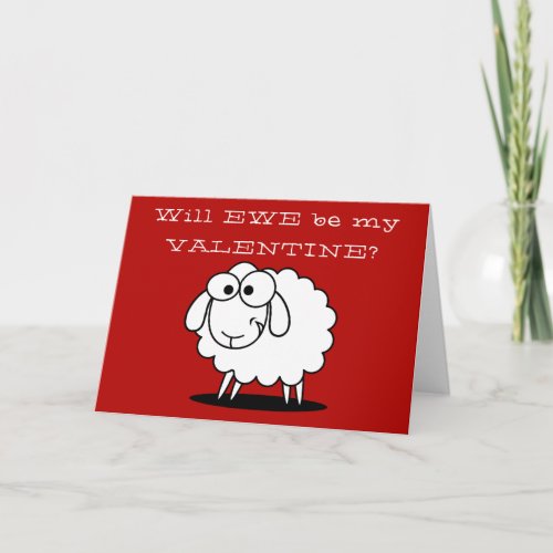 Cute Funny Valentines Day Sheep Holiday Card