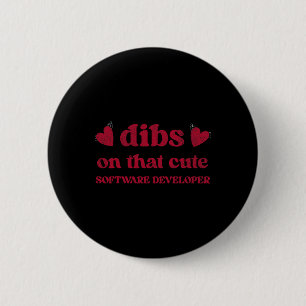 Cute Funny Valentine's Day Software Developer Wome Button