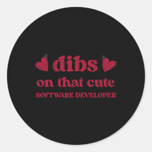 Cute Funny Valentine's Day Software Developer Wome Classic Round Sticker