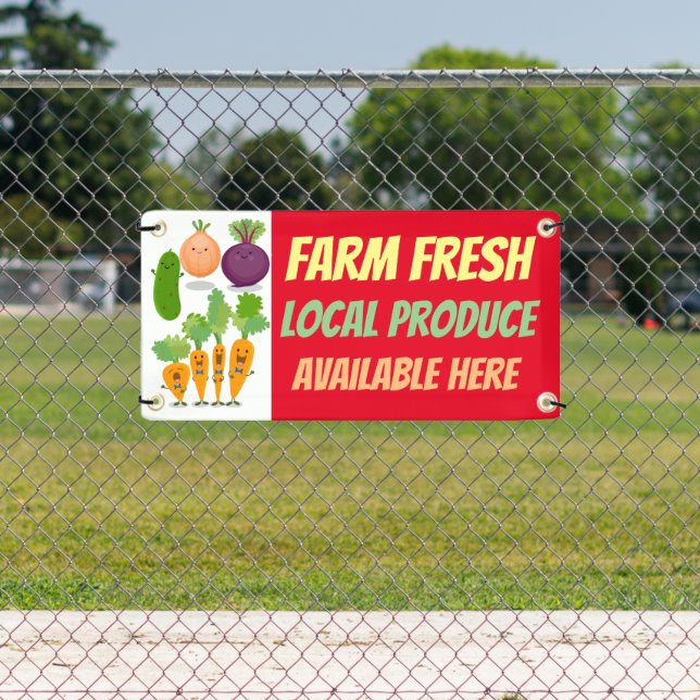 Cute funny vegetable produce for sale cartoon banner (Insitu)