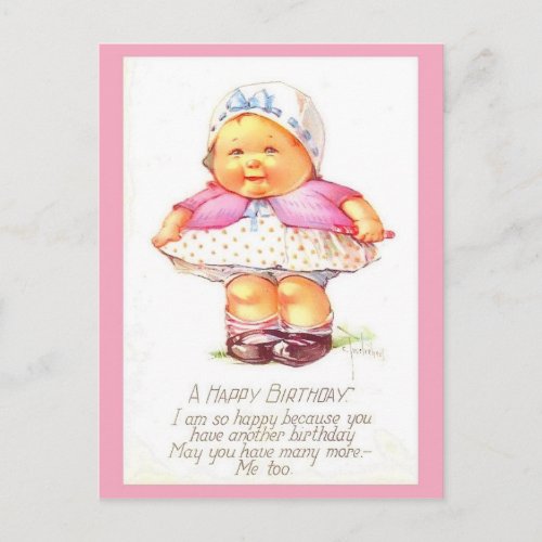 Cute  Funny Vintage Birthday Girl copy Postcard