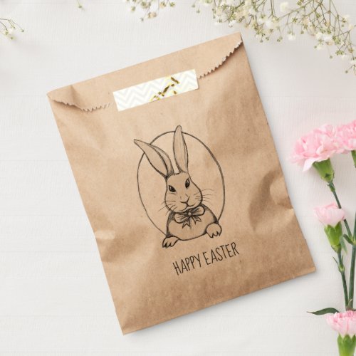 Cute Funny Vintage Bunny Personalized Happy Easter Favor Bag