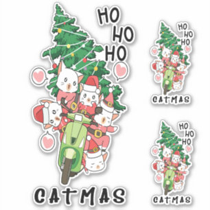 Cute Funny Vintage Cat Claus  Catmas Sticker
