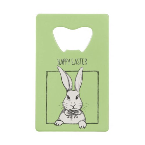 Cute Funny Vintage Happy Easter Bunny Personalized Credit Card Bottle Opener