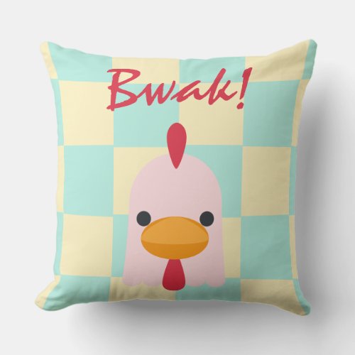 Cute Funny Vintage Pink Chicken Square Nursery  Throw Pillow