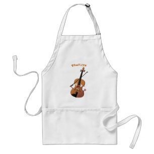 Cute funny violin musical cartoon character adult apron